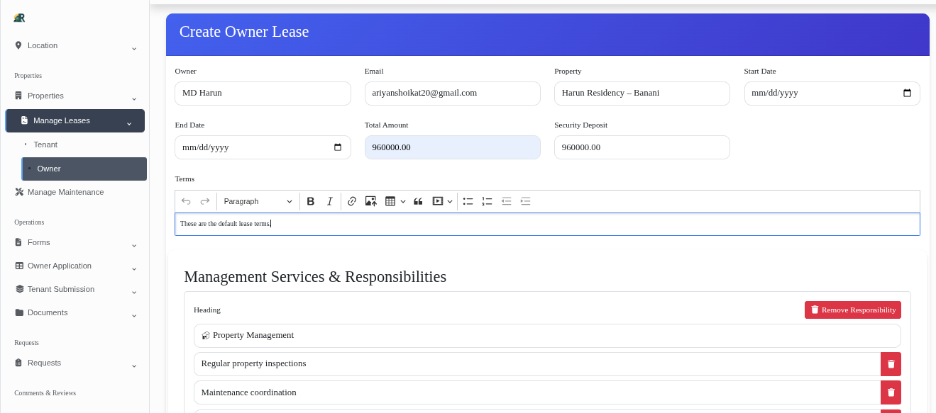 Owner Account Create
